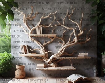 Mensola mobile con bordo vivo, mensola ad angolo rustica in legno, decorazione artistica da parete per libreria bassa personalizzata