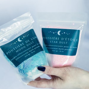 Bath Dust Duo, Moisturizing Bath Dust, Bath Bomb Crumbles, Great for kids, 2 Sorts Star Dust and Moon Dust