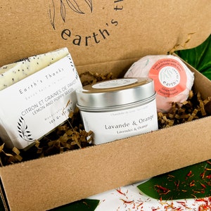 Zero Waste Citrus Spa Gift Set: soap, moisturizing bath bomb and soy candle | all handmade | vegan | eco-friendly | organic