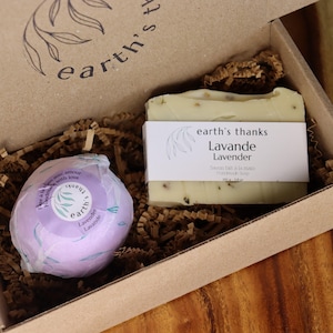 Coffret cadeau pour les amateurs de lavande, cadeau de Noël, cadeau pour elle, cadeau pour maman, ensemble spa relaxant, cadeau naturel, aromathérapie à la lavande