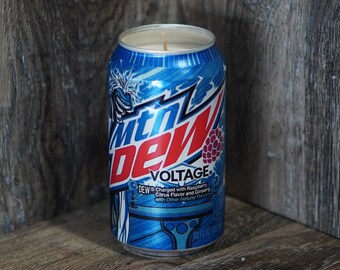 Mountain Dew Voltage Soy Candle | Hand Poured Mountain Dew Soda Can Candle | Raspberry Scented Soda Pop Candle