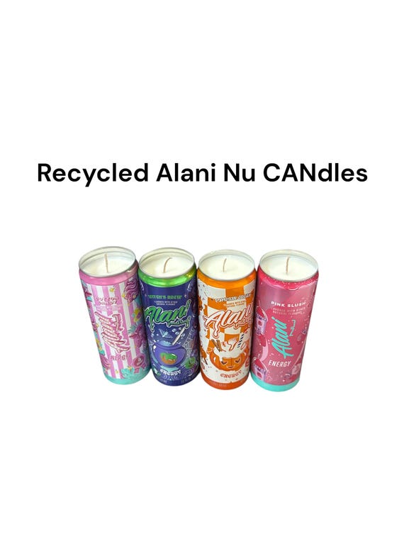 Recycled Alani Nu Scented CANdles - 100% Soy Wax Scented to Match the Flavor of Alani - Cotton Candy - Witch's Brew - Pumpkin Cream - Pink