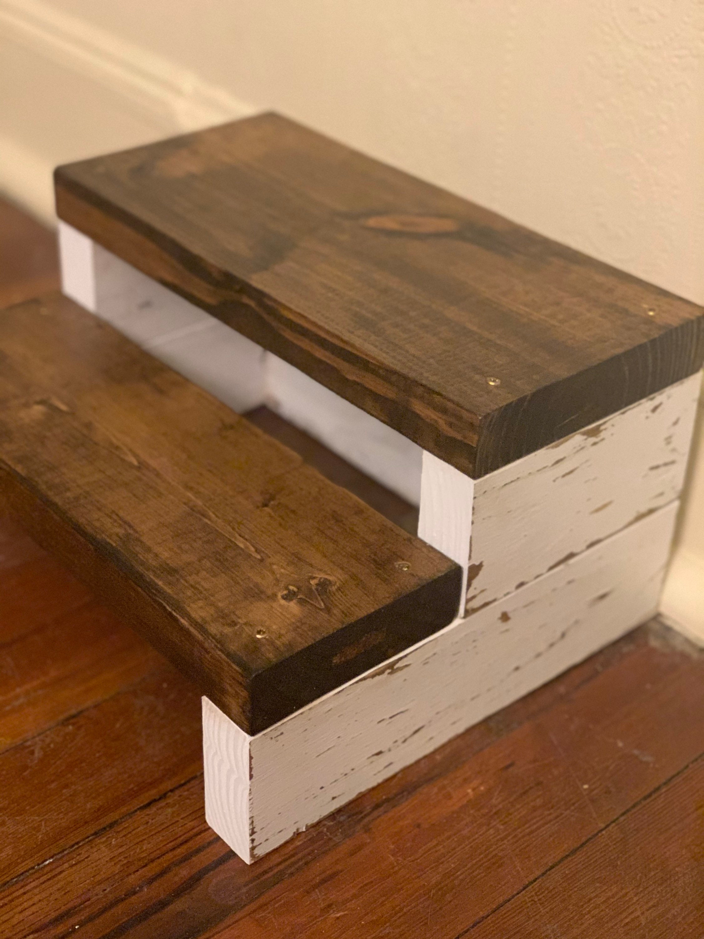 2 Step 2x4 Side With Wider Tread Farmhouse Step Stool Etsy