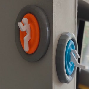 Pair of Portal 3D Light Up LED Pop Out Wall Decor / Art / Plates / Plaques / Magnets ~ *Grey*