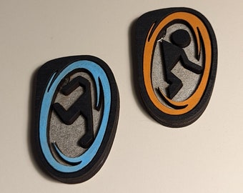 Portal 2 Themed Wooden Fridge Magnets - Enter and Exit Portals - Real Wood - 3D Effect - Memo Holders - Laser Cut