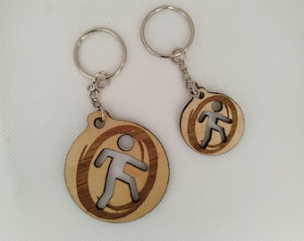 Portal Themed Wooden Keyrings - Chell Portal - Luggage Tag - Laser Cut