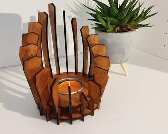 Portacandele in legno, portacandele, centrotavola - Regalo unico