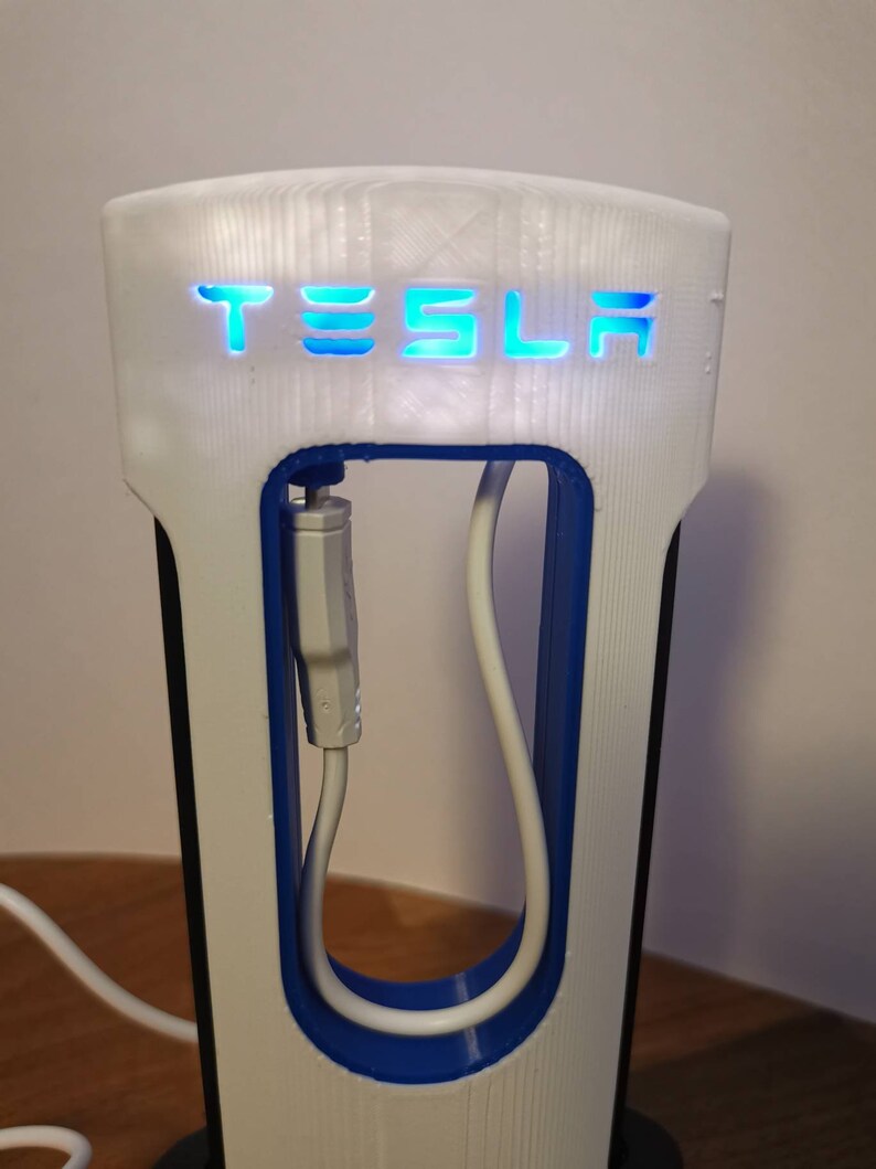 TESLA LED Supercharger Light up Desk Phone Charger Stand Etsy