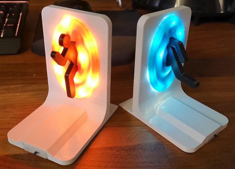 Pair of LED Light Up Portal Bookends Portal 2 Aesthetic and Stylish PC, Xbox, PS4, PS5 Gaming Home Decor White