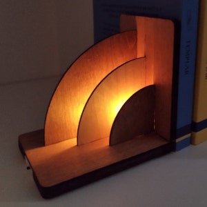 LED Art Deco Bookends - Style 1 - Wooden Contemporary, Aesthetic and Stylish - Unique Laser Cut and Hand Finished