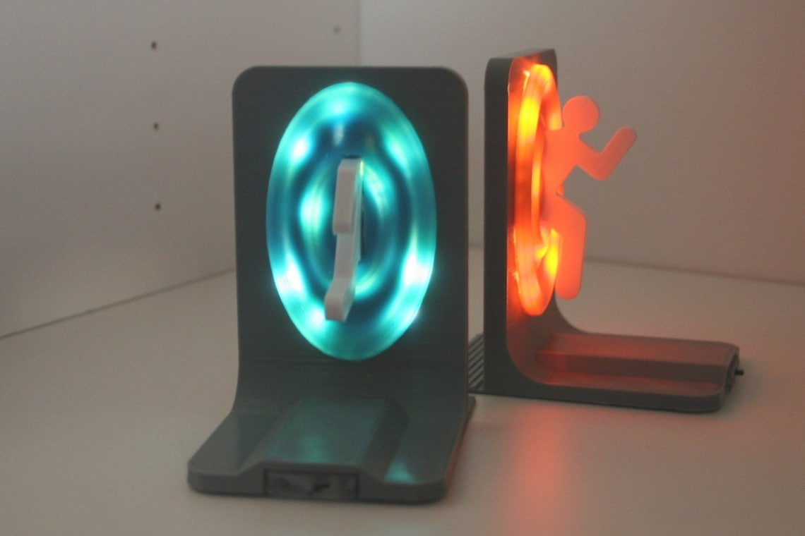 LED Light Up Portal Bookends for Gaming Home Decor