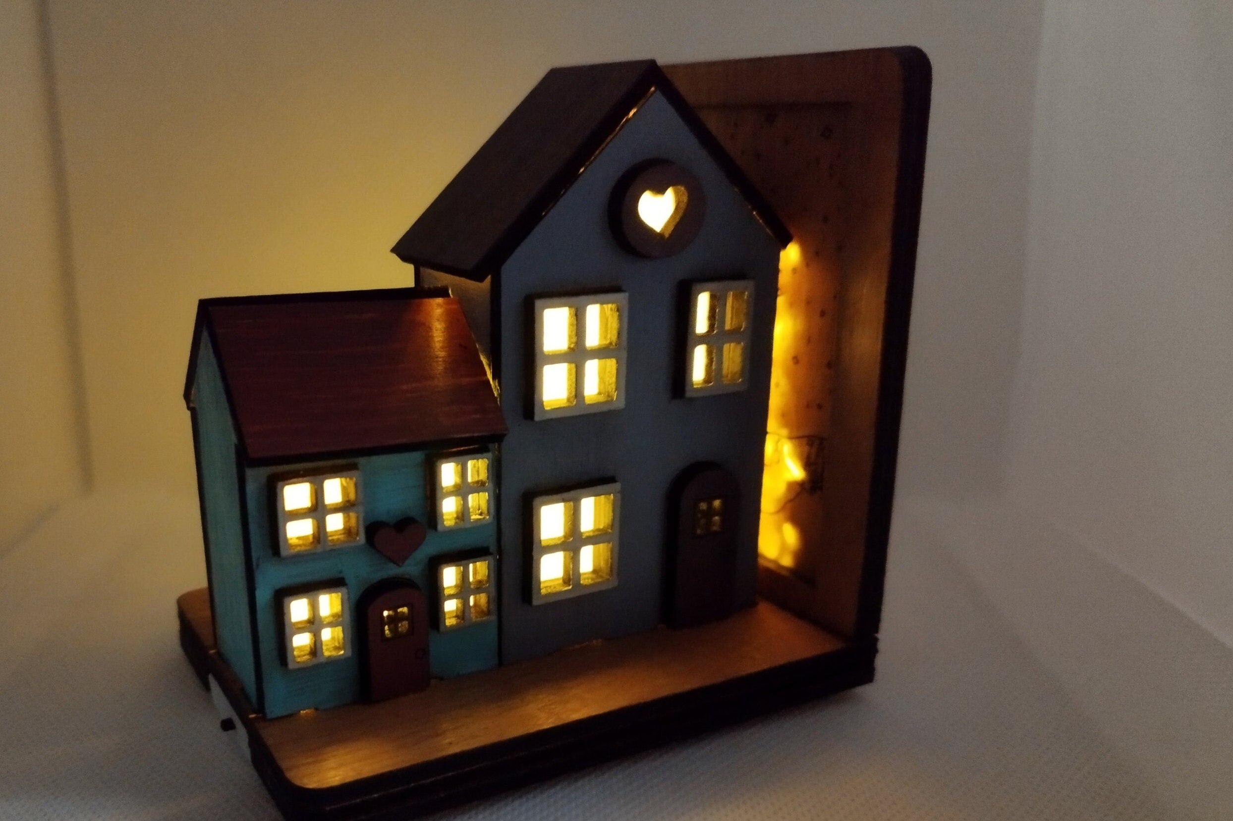 Wooden Bookends With LED Lights - Birch Plywood House - Unique Design ...