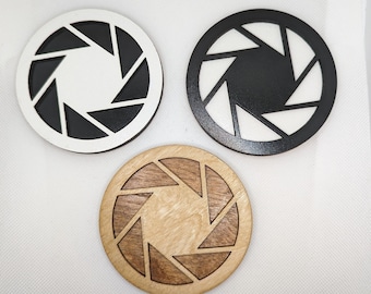 Aperture Science Wooden Coasters - (Portal) White / Black / Natural Wood - Drinks - Wooden - Geometric - Modern