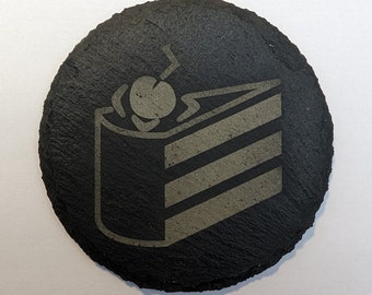 Slate Coaster - Vanilla Crazy Cake Slice - Portal 2 Half Life