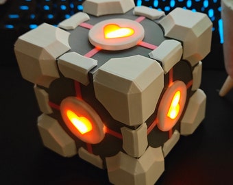 Portal Companion Cube - LED light-up Gift Box, Decor, Gaming Prop, Cosplay - 9.5 cm (3.74 inch)