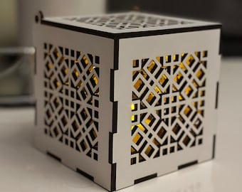 Geometric Squares - Zillij - Candle Lantern - Real Wood Tealight Holder