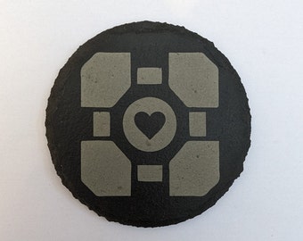 Slate Coaster - Companion Cube - Portal 2 Half Life