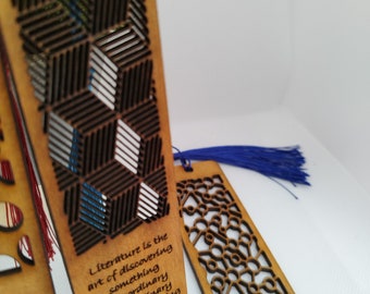 Wooden Bookmark Laser Cut Engraved with Inspiring Quote / Personalisation with Tassel,  Unique Real Wood Gift