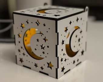 Starry Night - Candle Lantern - Real Wood Tealight Holder