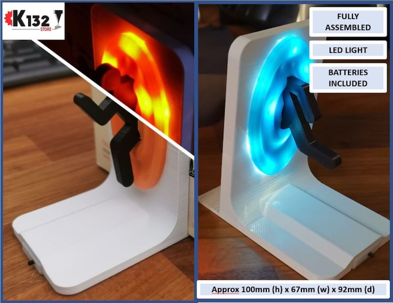 Pair of LED Light Up Portal Bookends Portal 2 Aesthetic and Stylish PC, Xbox, PS4, PS5 Gaming Home Decor image 2