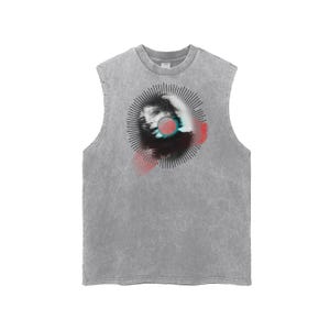 LADY GAGA Mayhem Soundwave Streetwear Unisex Snow Washed Tanktop mit ausgefranstem Saum
