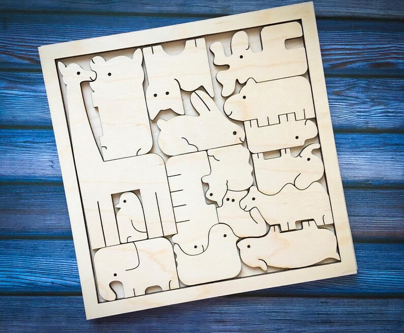 Instant Download Mosaic Templates Vector Laser cut vector files SVG CNC Animal Puzzles DXF Conundrum Games for children Cricut Cutting