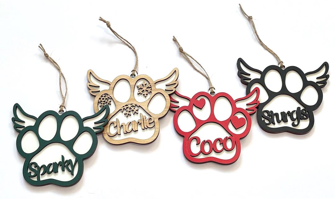 Personalized Dog Cat Loss Angel Wings Pet Paw Christmas Ornament Your ...