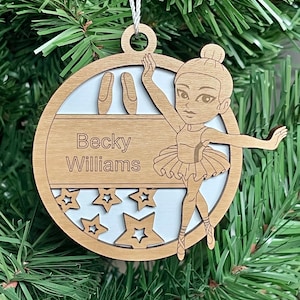 Custom Female Ballet Dancer Ornament Personalized Keepsake Name, Info, Etc. 3D Ballet Dancing Tutu Shoes Laser Engraved Fun Gift Item OOAK