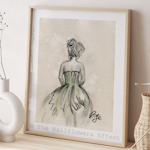 Houtskooltekening, vrouwenportret print, handgeschilderd aquarel kunst, vintage neutrale print, decor romantisch huis, minimalistische aquarel print