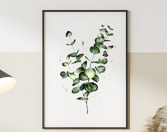 Eucalyptus Wall Art, Eucalyptus Leaves Botanical Print, Green Eucalyptus Wall Art, Greenery Wall Art, Plant Artwork, Bedroom Wall Art