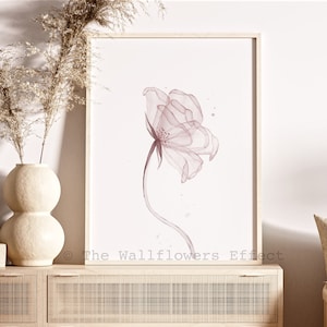 Pastel Pink Watercolor Print, Pink Flower Wall Art, Transparent Wall Decor, Pastel Pink Art Print, Pink Nursery Decor, Pink flower Art Print