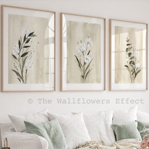 Stampe da parete neutre, stampe da parete beige, stampe da parete con fiori secchi, decorazioni da parete in stile fattoria, stampe botaniche ad acquerello, stampe di fiori di campo, stampe beige