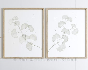 Sage Green Wall Art, Gingko Leaves Wall Art, Botanical Wall Art, Minimalist Wall Decor, Sage Green Leaves, Art Deco Prints, Japandi Wall Art
