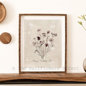 Watercolor Dried Flowers Print, Botanical Art, Neutral Home Decor