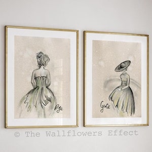 Charcoal Portrait Prints, French Portraits Prints, Neutral Wall Art, Hand Painted Wall Art, Charcoal Wall Art, Romantic Vintage Style Prints
