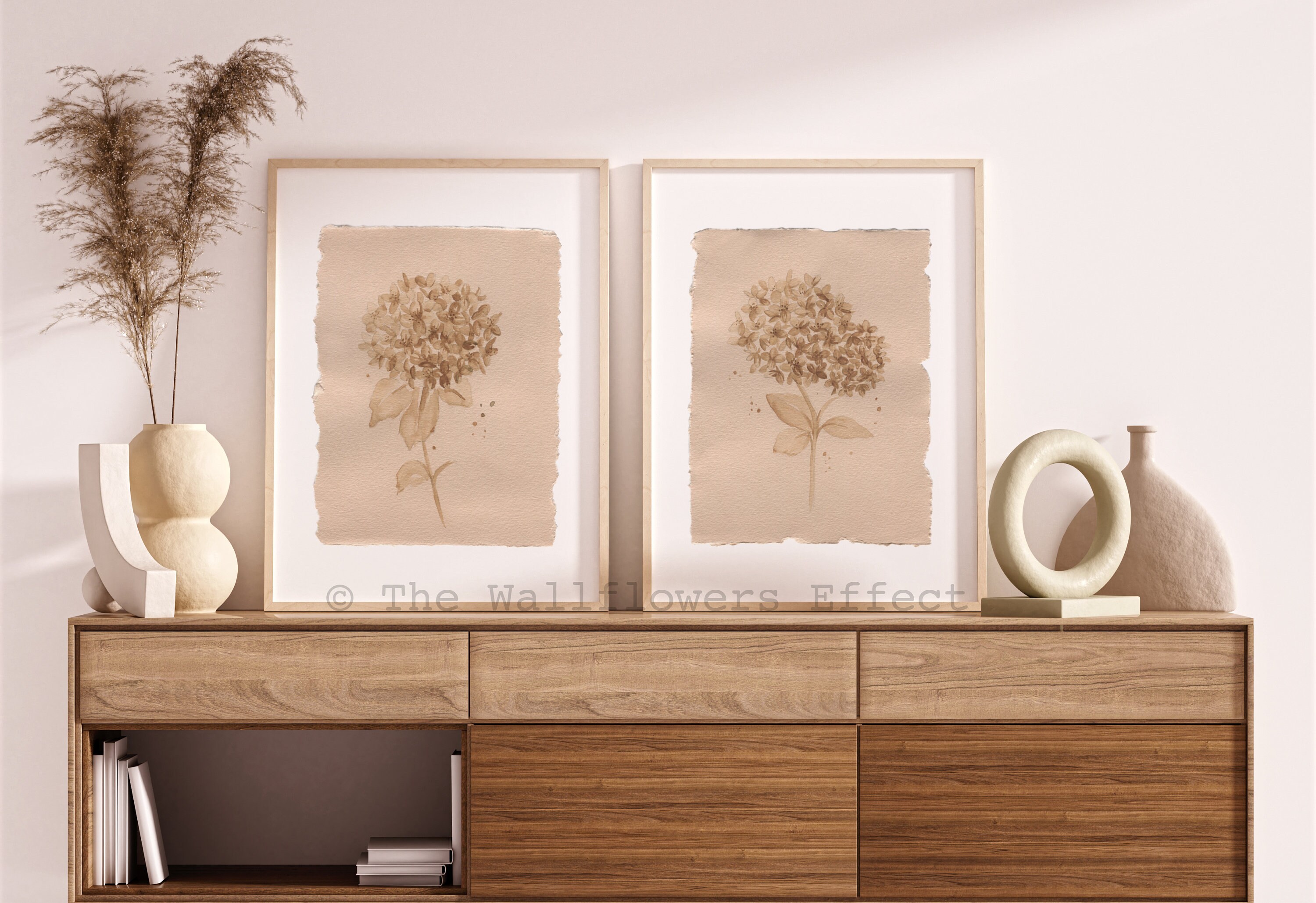 Vintage Hydrangea Print Set, Beige Botanical Wall Art - Etsy
