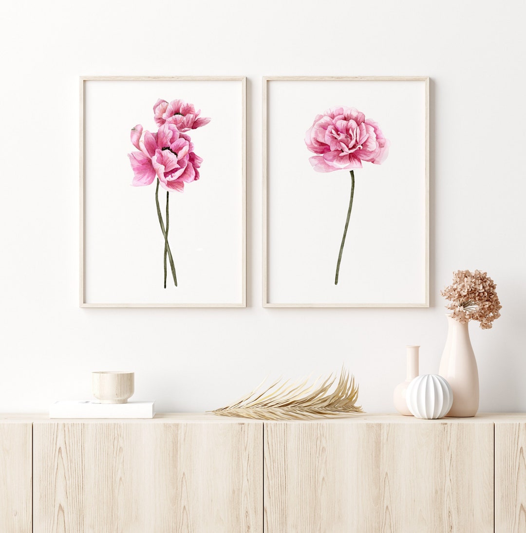 Peony Prints, Peony Wall Art, Set of 2 Flower Prints, Blush Pink Prints ...