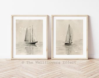 Sailing Ship Drawings, Nautical Wall Art, Vintage Sailboat Prints