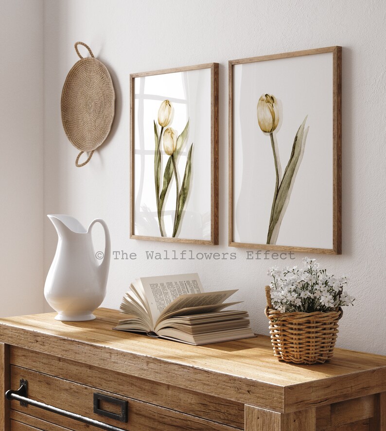 Yellow Tulips Watercolor Print Set, Floral Wall Art - Etsy