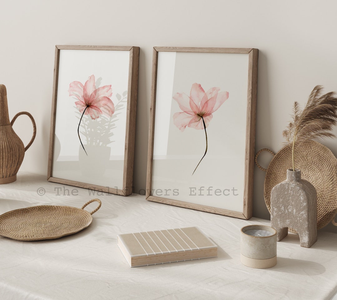 Blush Pink Floral Watercolor Art Prints, Minimalist Set of 2 - Etsy