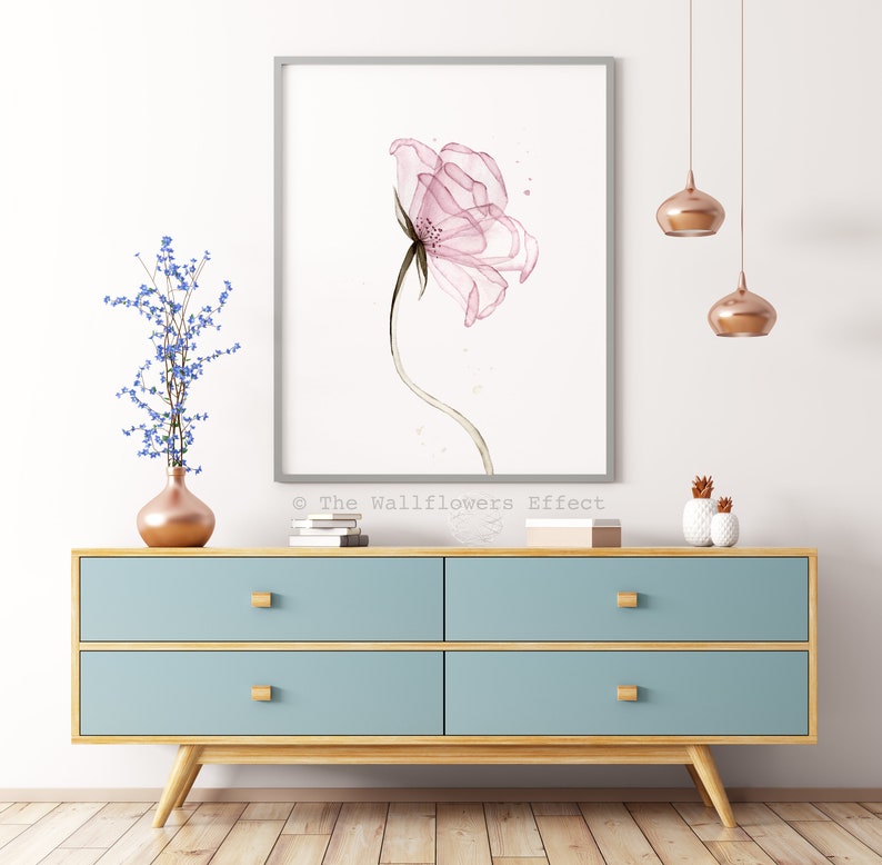 Blush Pink Watercolor Print Pink Flower Wall Art Transparent | Etsy