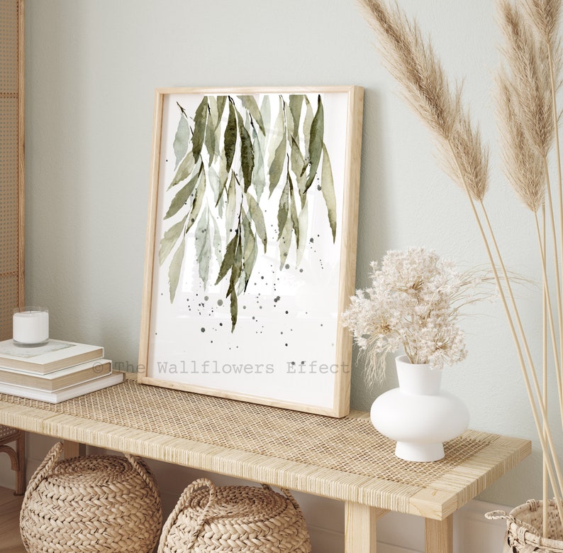 Green Leaves Wall Art Botanical Prints Green Watercolor Wall Etsy