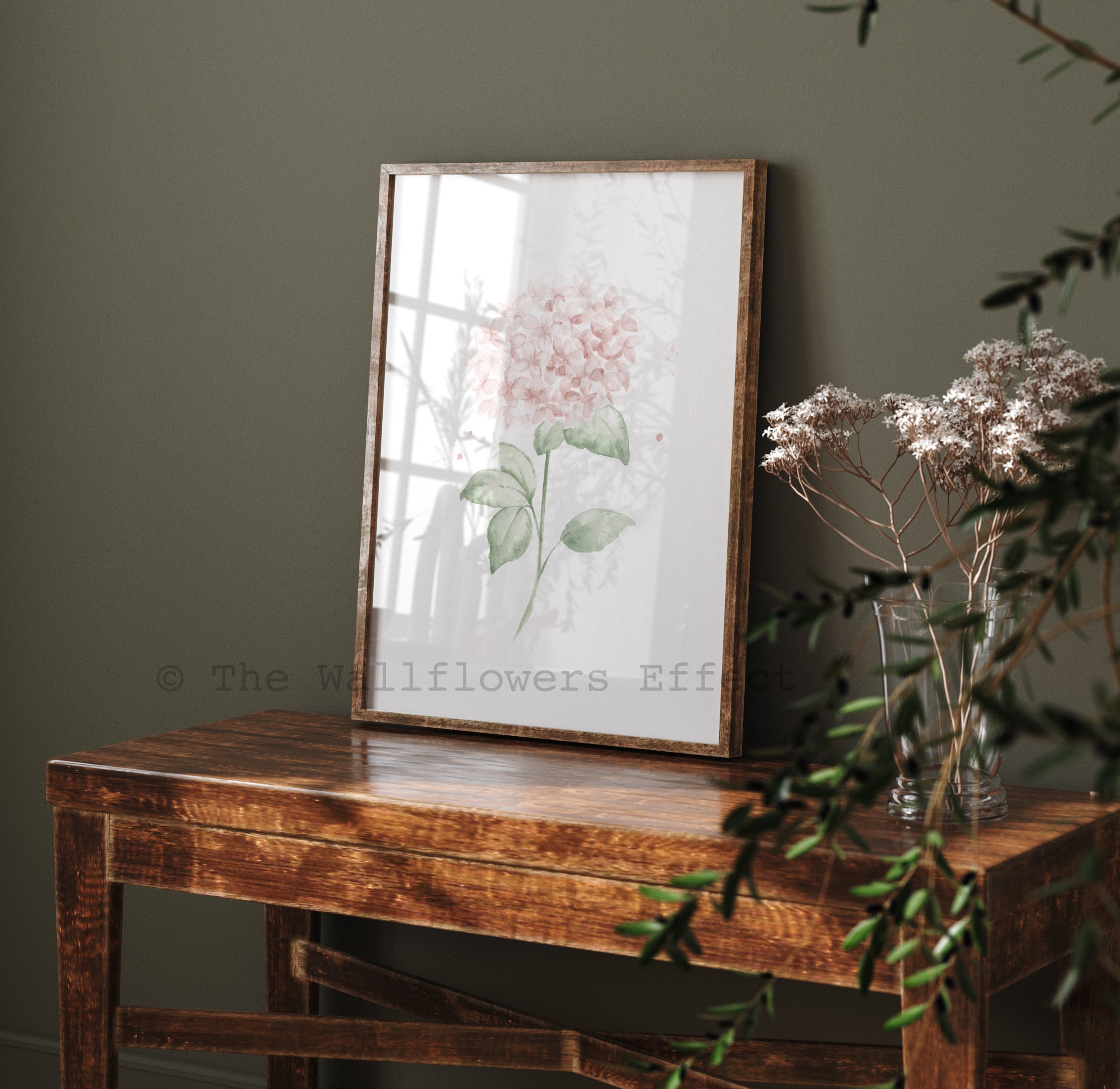 Pastel Pink Hydrangea Watercolor Wall Art, Pink Botanical Set of 2 ...
