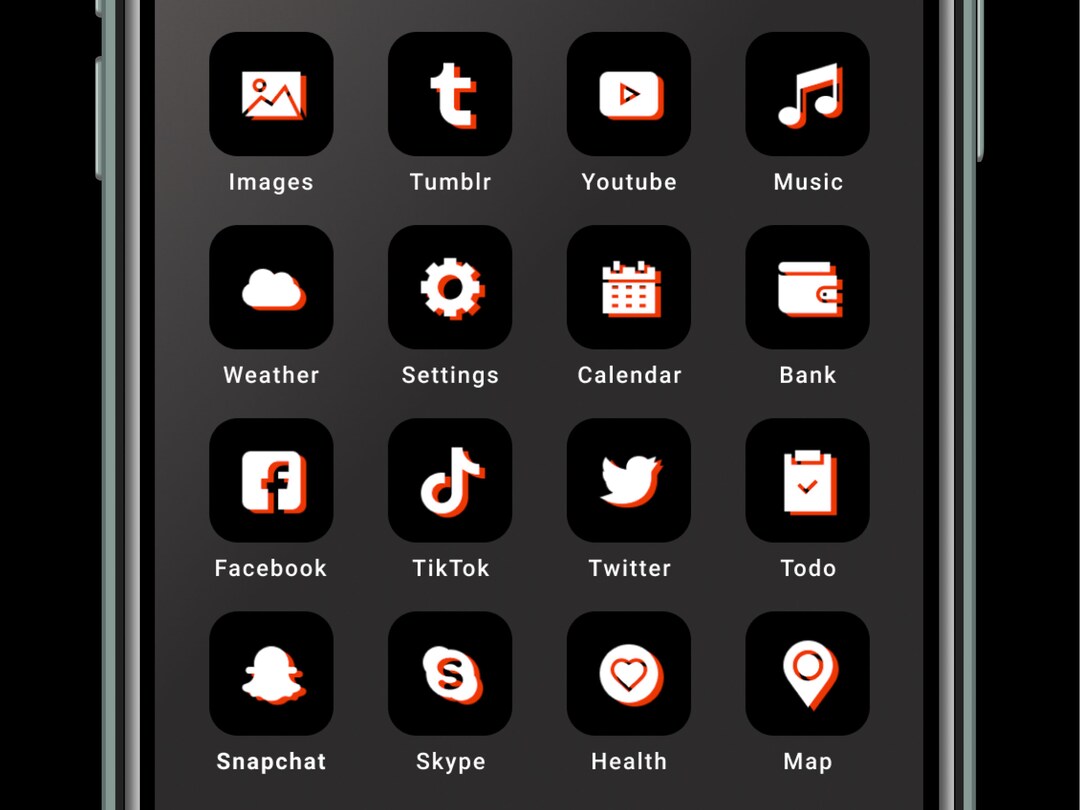 Glitch Effect App Icon Pack Iphone IOS14 Dark Theme Etsy