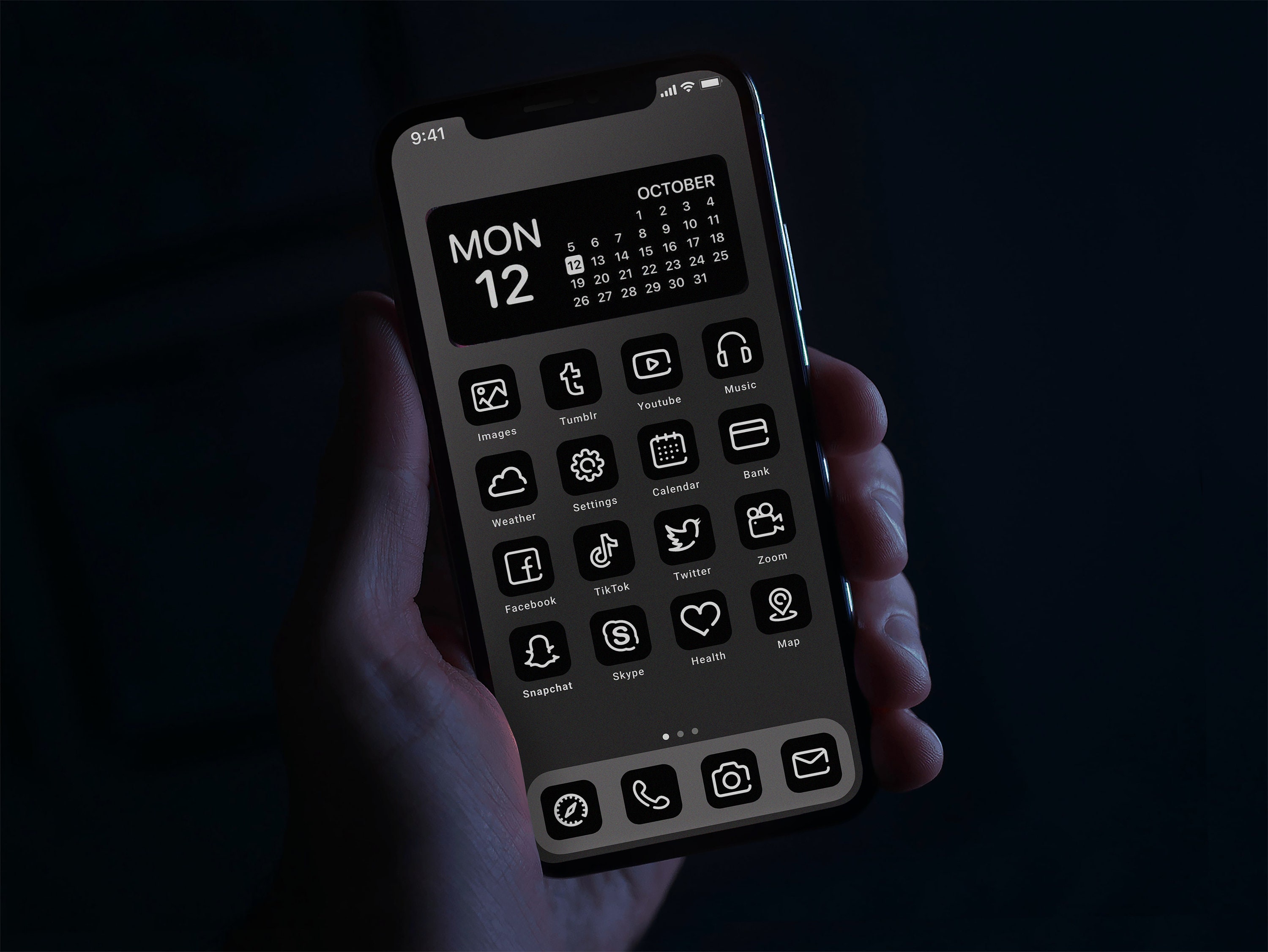 Black App Icons Pack Iphone IOS14 Black Theme Professional - Etsy UK