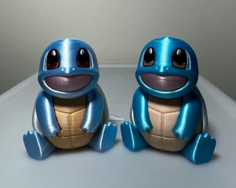 Squirtle 3d Print COLORED 3 Inches Tall- Pokemon - Metallic Shine