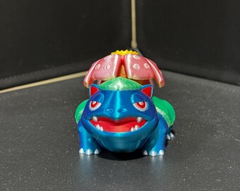 Venusaur 3d Print COLORED 2.7  Inches Tall - Pokemon - Metallic Shine