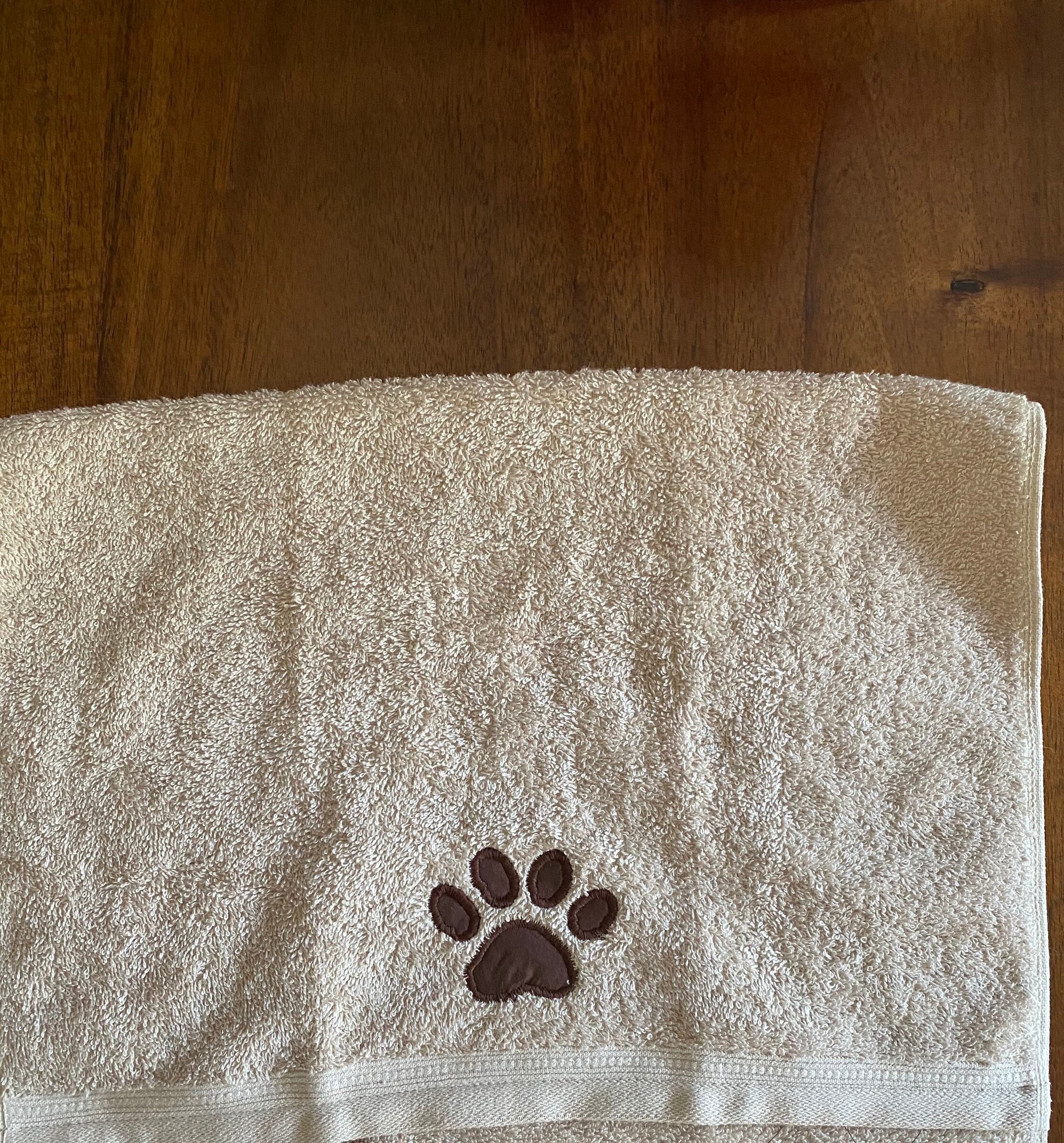 Embroidered paw print hand towel Etsy