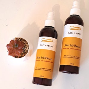 Aloe And Hibiscus Conditioning Spray ; Natural Hair Refreshing Spray | Herbal Infused Hair Conditioner & Detangler | Soft Hydrated Hair