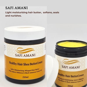 Whipped Shea Butter Cream for Hair| Moisturize, Nourish, Soften, and Promote Healthy Hair Growth |Hair Cream with Jamaican Castor Oil 250G